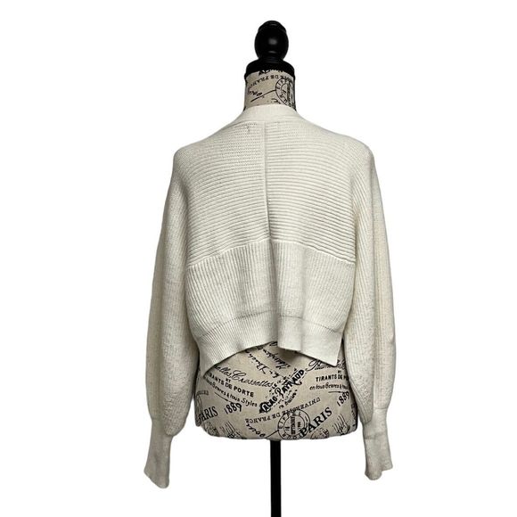 LULUS Cardigan Sweater Top Cuddly Moments Ivory Ribbed Balloon Sleeve Size M - Picture 5 of 10